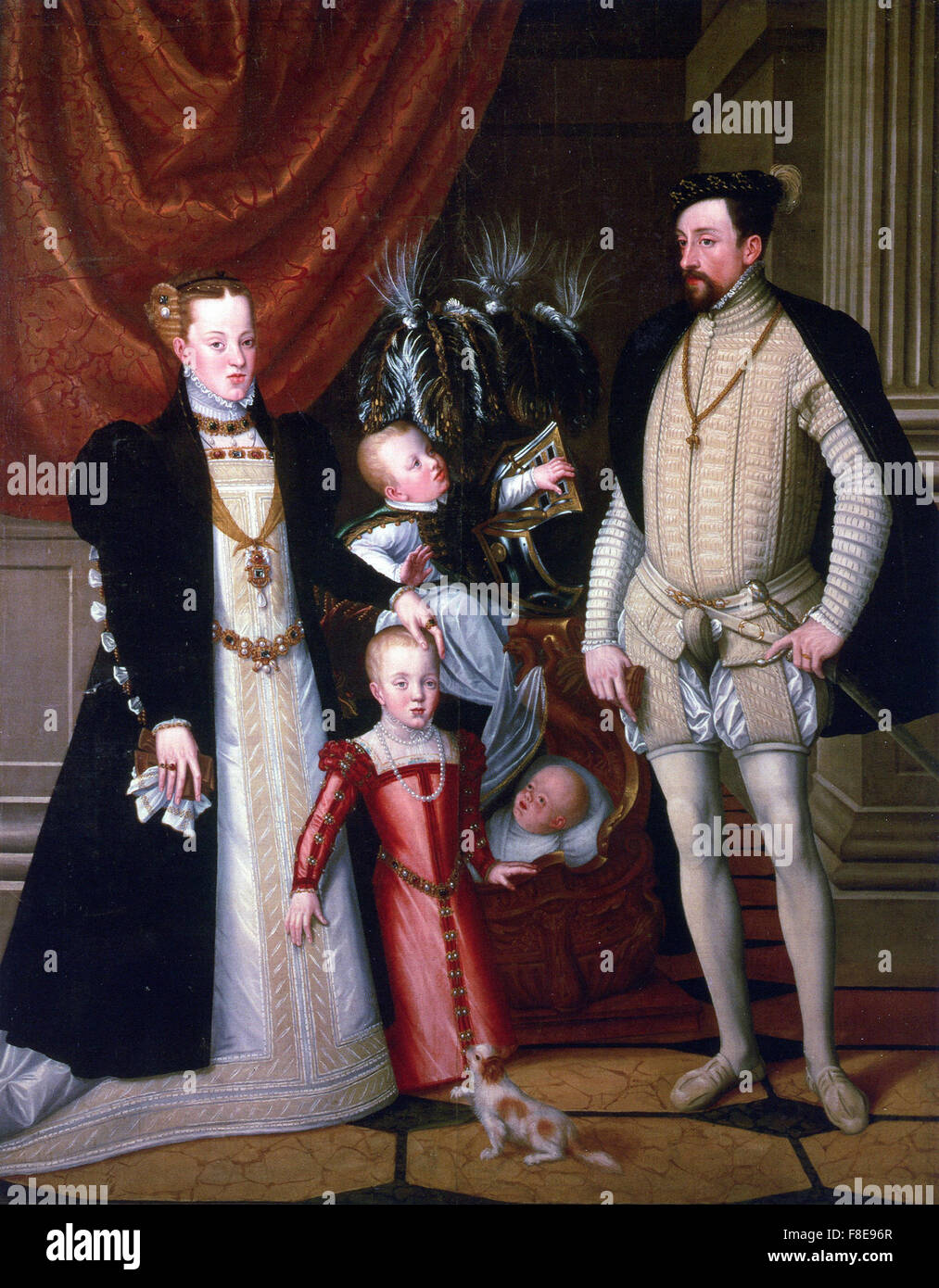 Giuseppe Arcimboldo - Maximiliano II, su esposa y sus tres hijos Foto de stock