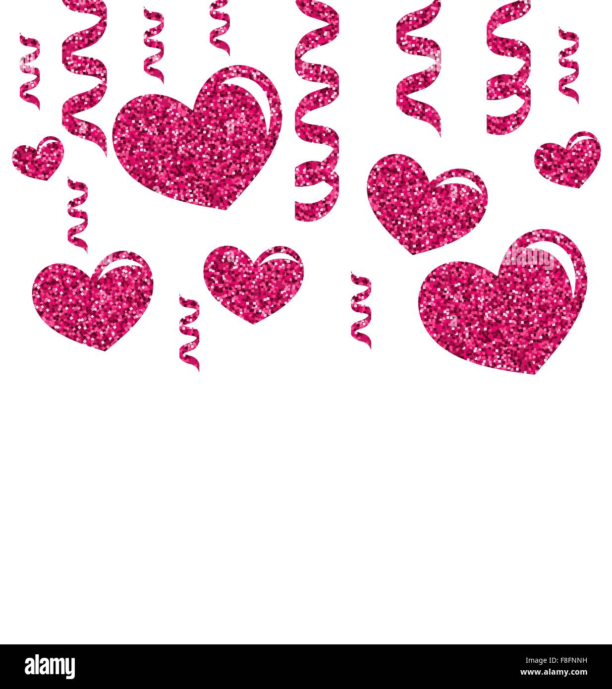 Tarjeta de felicitación con brillantes corazones para celebrar el Día de San Valentín Ilustración del Vector
