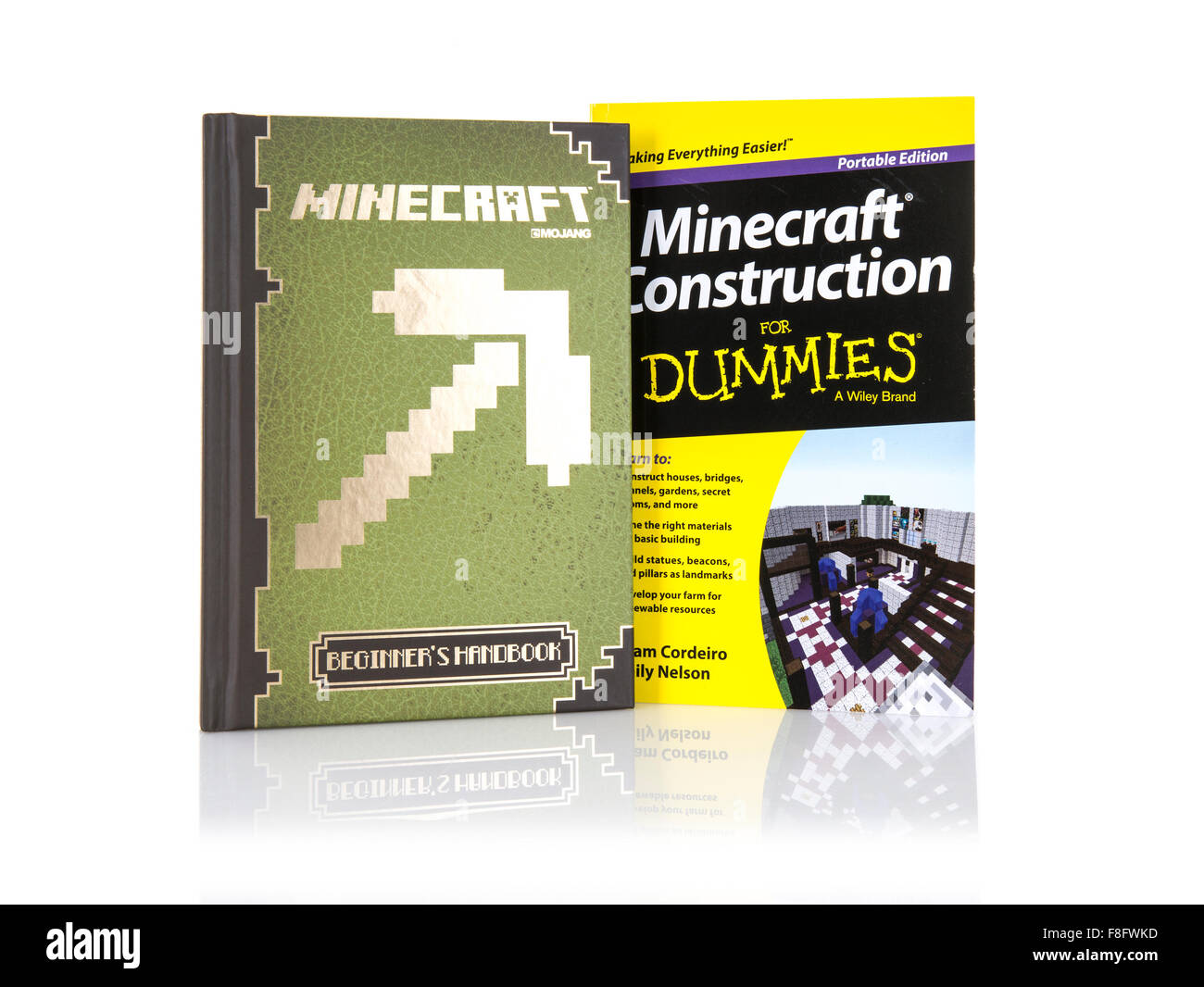 Juego Minecraft libros sobre un fondo blanco. Foto de stock