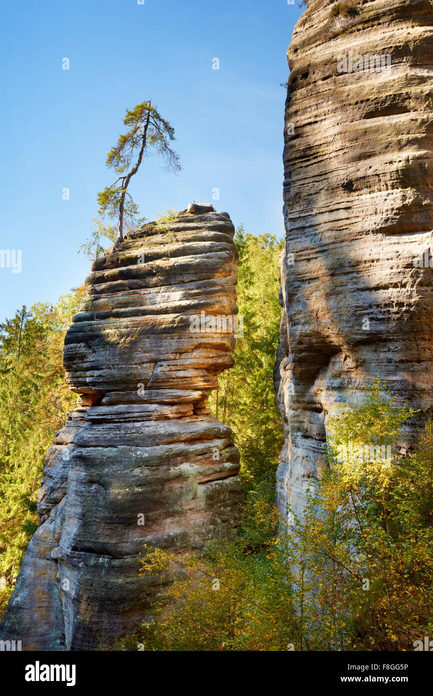 Adrspach Teplicke Montañas Rocosas, rocas, República Checa Foto de stock