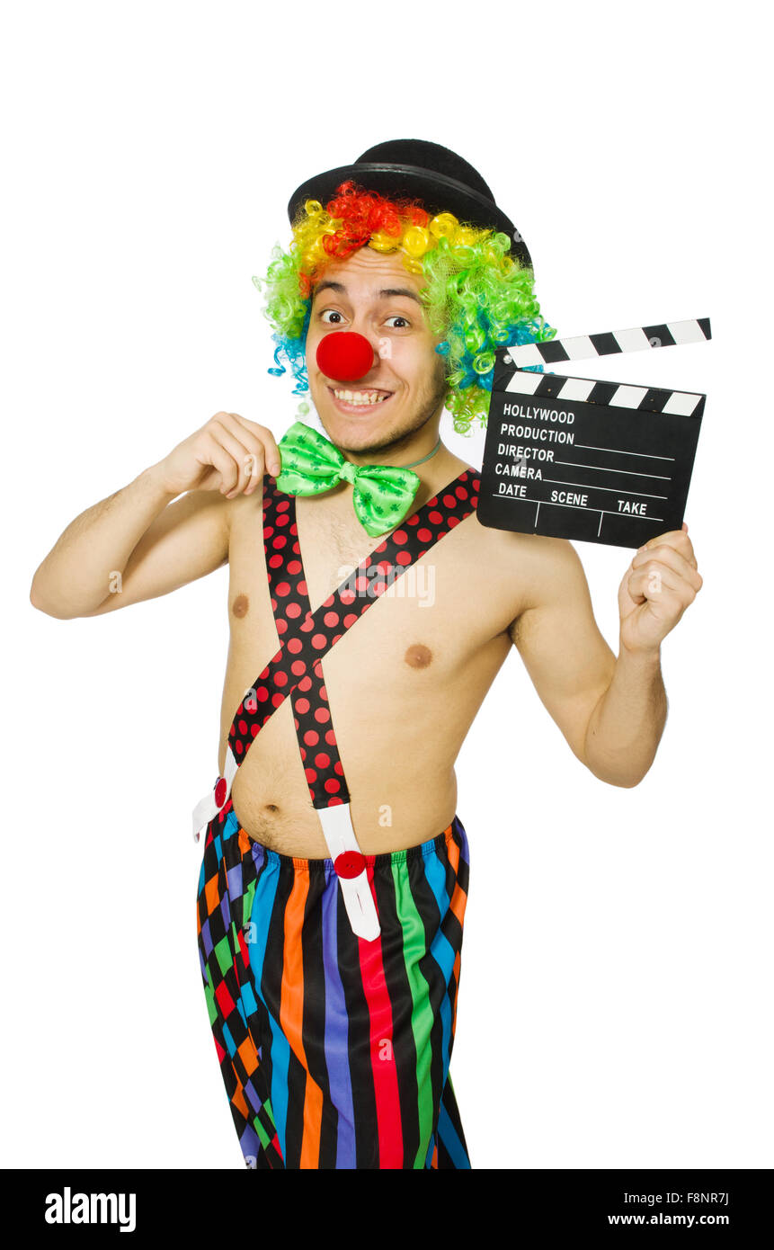 Payaso con placa de película en blanco Fotografía de stock Alamy
