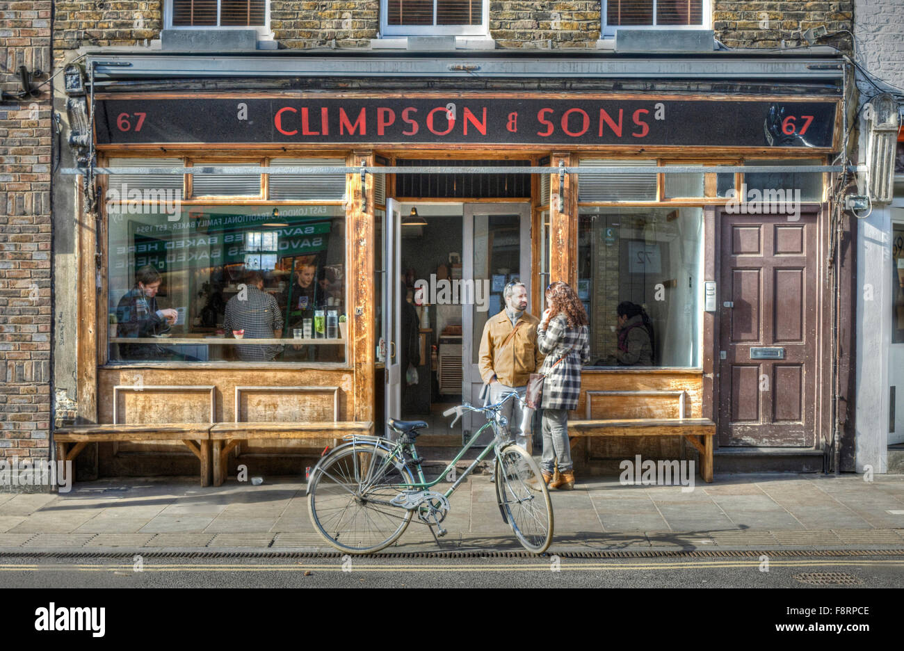 Cafetería Climpson, Hackney Café Cultura Broadway Market Foto de stock