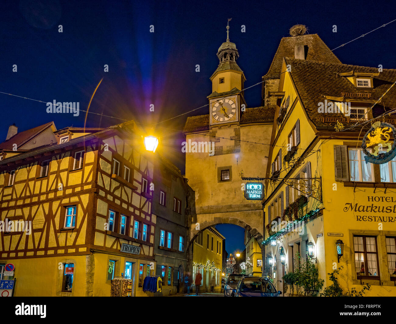 Rothenburg ob der Tauber, Markus Torre, Romantische Strasse, la Carretera Romántica, Franconia, Baviera, Alemania, Europa Foto de stock