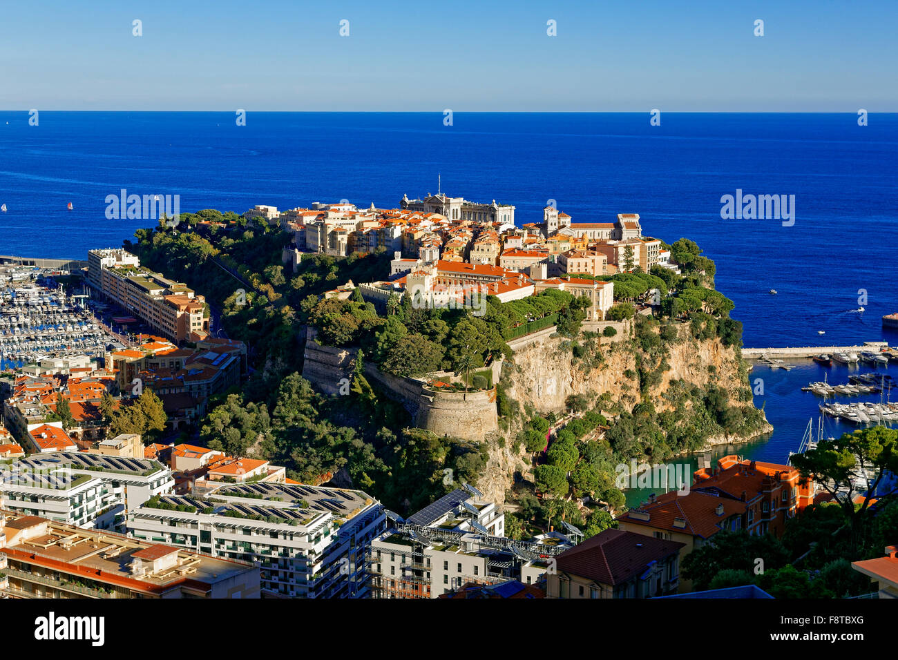 Mónaco, Old Town skyline con el Palacio Real Foto de stock