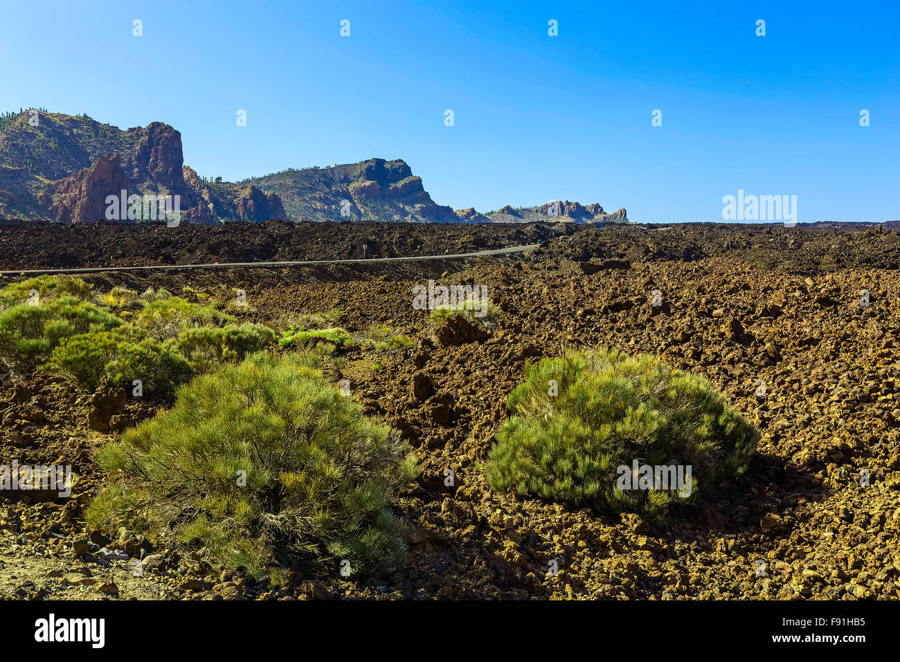 Paisaje de las montañas en el Parque Nacional del Teide en Tenerife, Islas Canarias en España en el día Foto de stock