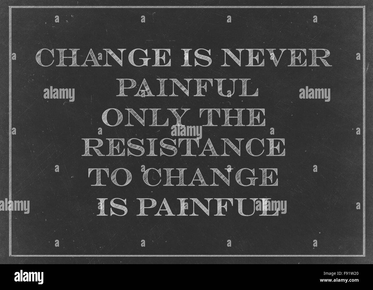 Dibujo de tiza - Concepto de cambio nunca es doloroso, sólo la resistencia al cambio es doloroso Foto de stock