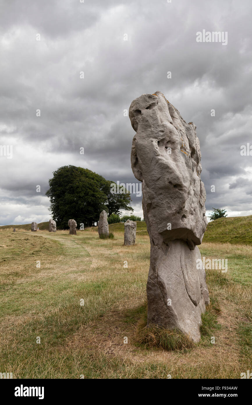 Standing Stones en Avebury Stone Circle, Avebury, Wiltshire, Inglaterra, Reino Unido Foto de stock