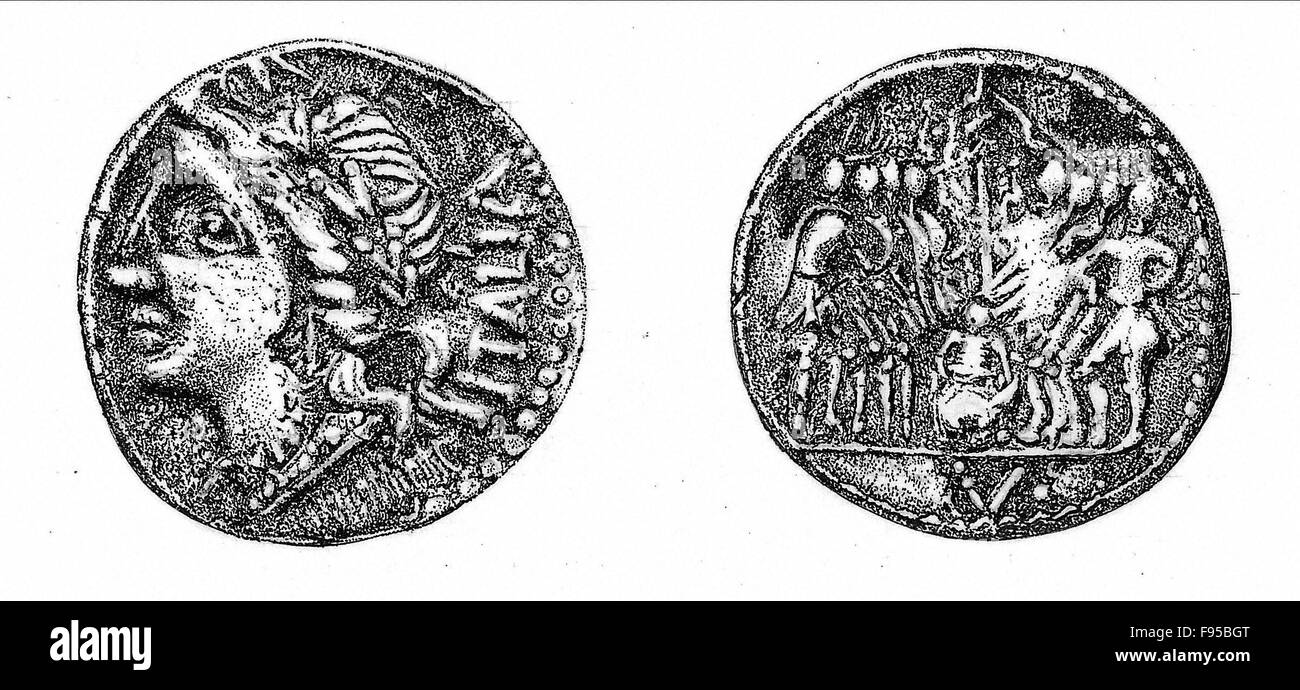 Moneda emitida por los rebeldes durante la guerra social. Foto de stock