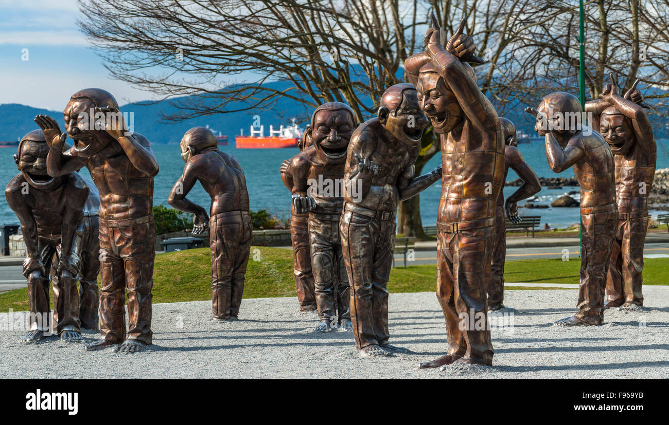 Amaziing risas escultura Morton Park, Vancouver, British Columbia, Canadá Foto de stock