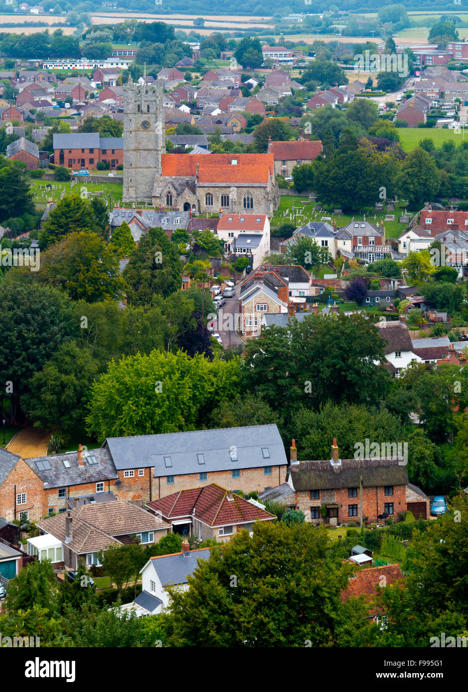 Vistas Carisbrooke y Newport, en el centro de la Isla de Wight, en el sur de Inglaterra Foto de stock