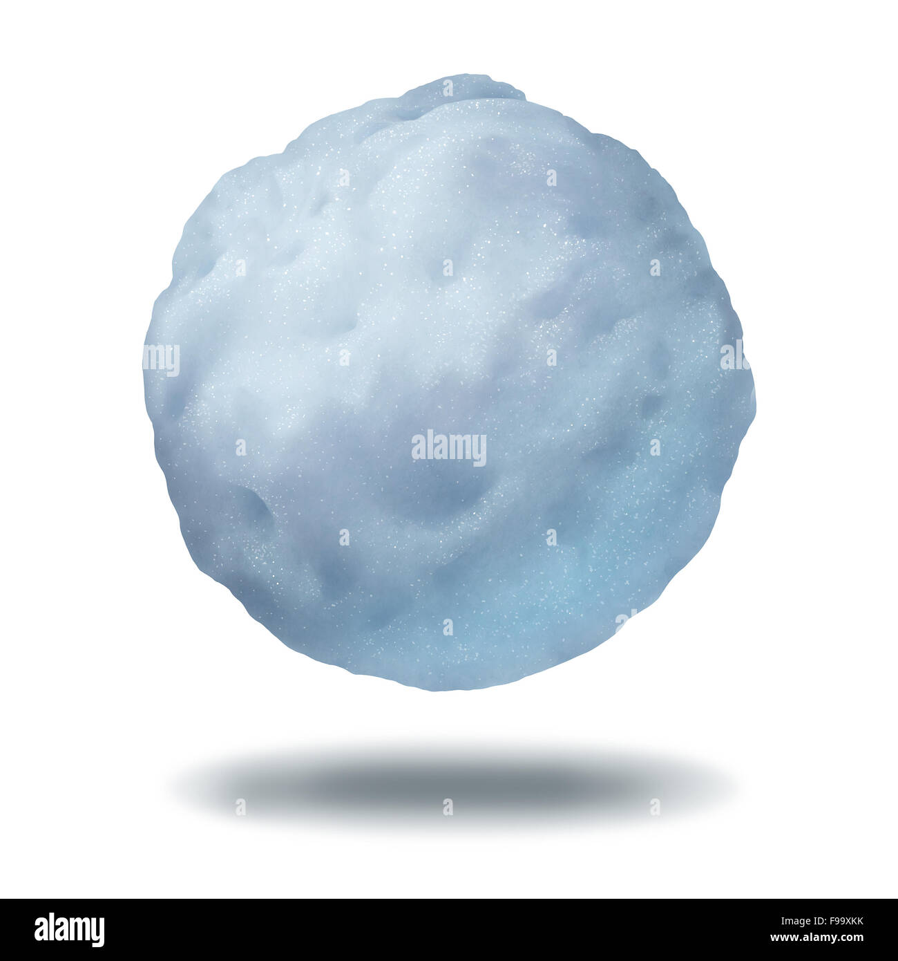 Snowball icono como un flotante o arrojados congelados hielo invernal crystal objeto sphere aislado sobre un fondo blanco con un elenco sombra Foto de stock