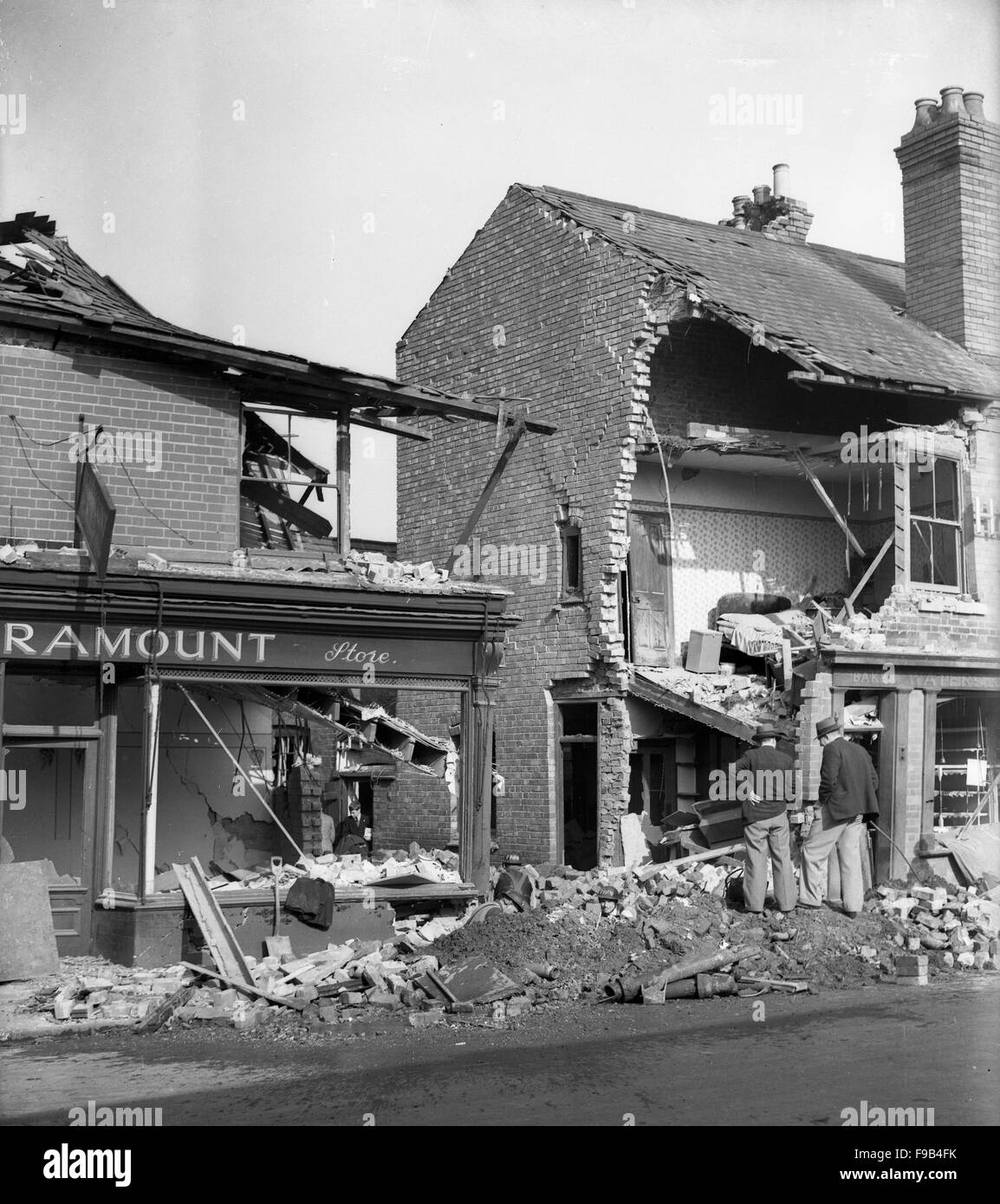 Coventry 1940 tiendas y casas destruidas en la segunda guerra mundial los bombardeos Blitz. Foto de stock