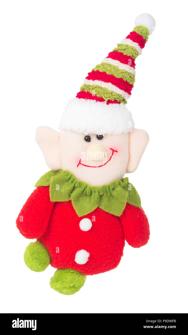 Duende navideño gnome decoración troll aislado sobre fondo blanco. Foto de stock