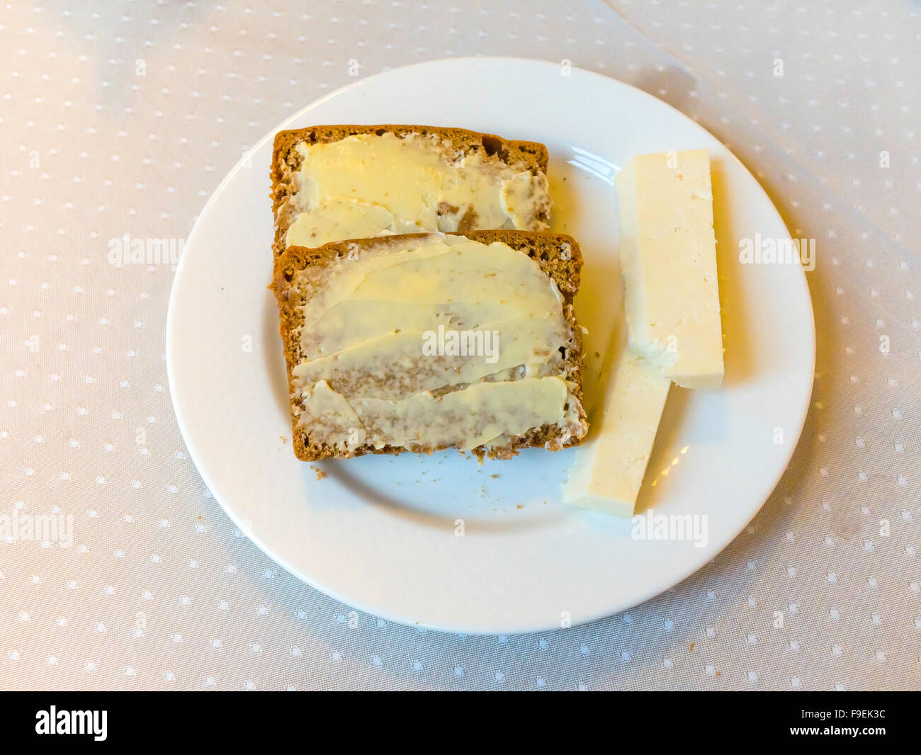 Merienda comida especialidad de Yorkshire con mantequilla pan de jengibre y Wensleydale queso Foto de stock