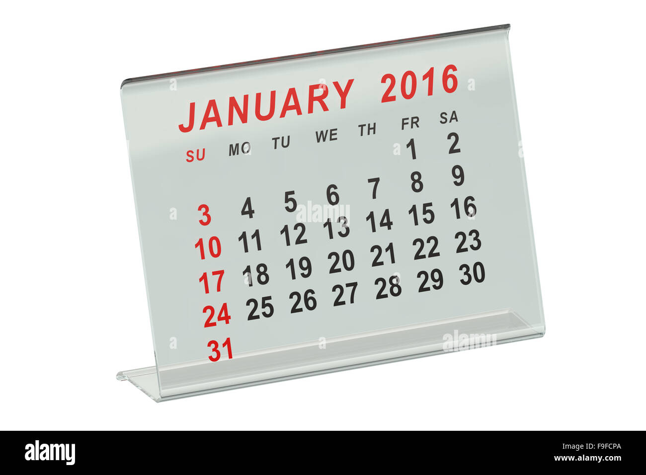De enero de 2016, el calendario de escritorio aislado sobre fondo blanco  Fotografía de stock - Alamy