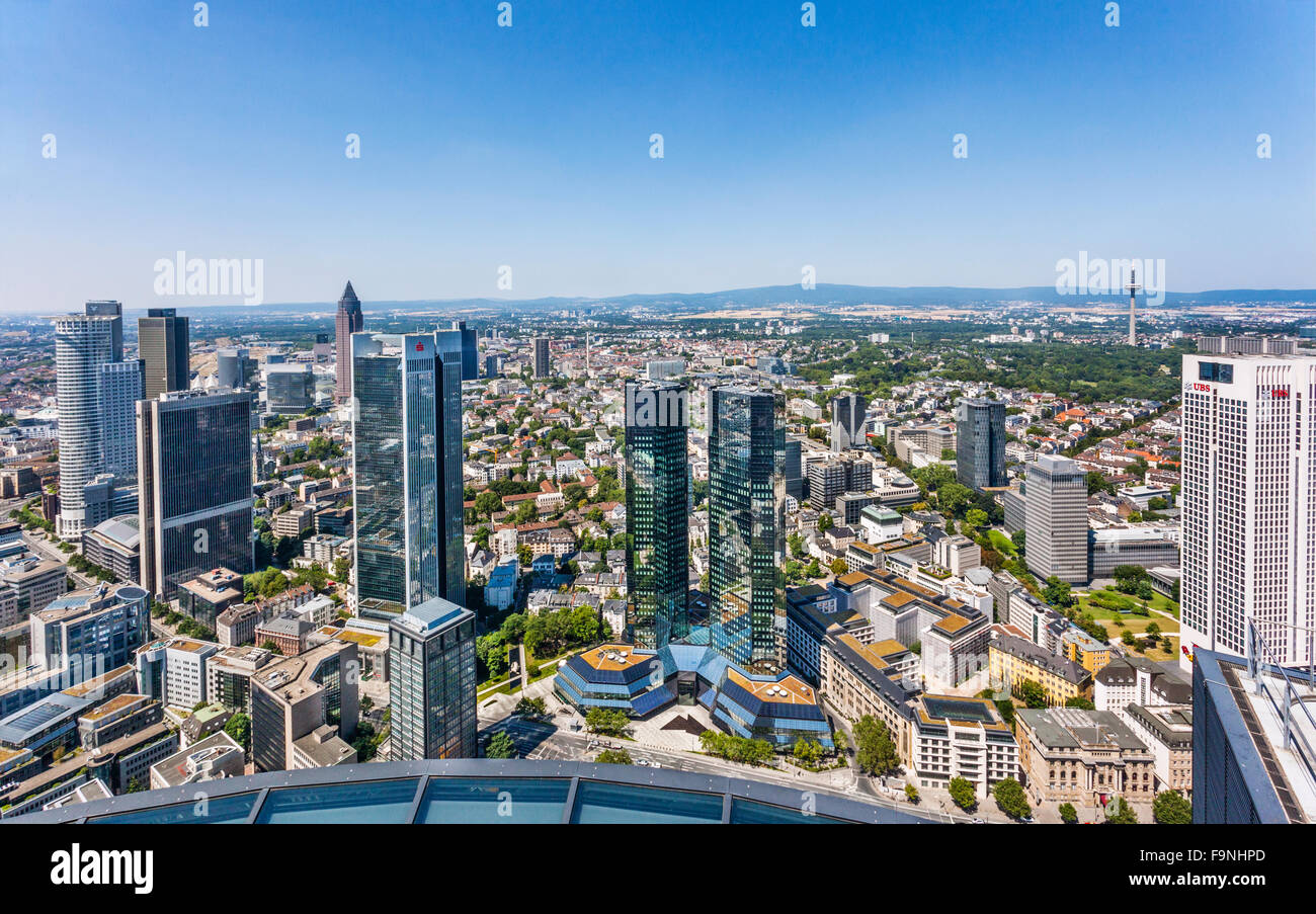 Alemania, Hesse, Frankfurt am Main, vista aérea de Frankfurt highrise Bankenviertel Foto de stock