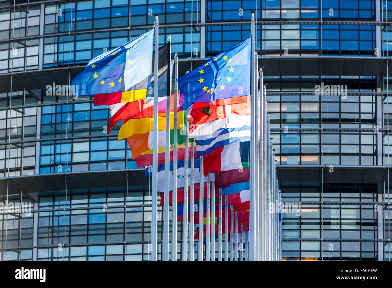 Edificio del Parlamento Europeo en Estrasburgo, Alsacia, Francia, Foto de stock