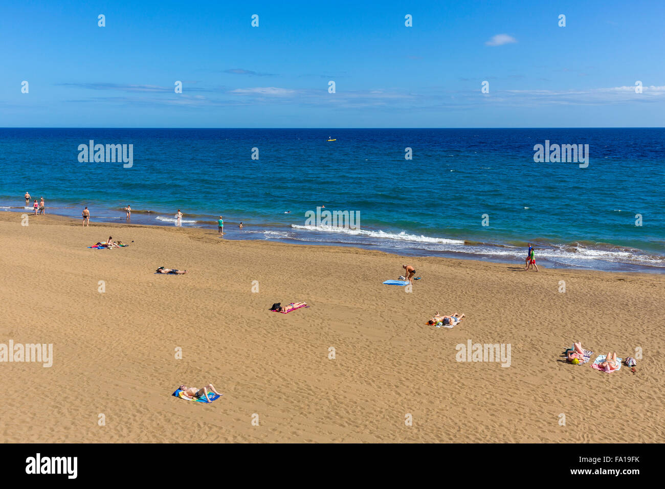 Playa Grande, Puerto del Carmen, Lanzarote, Islas Canarias, España, sur de Europa Foto de stock