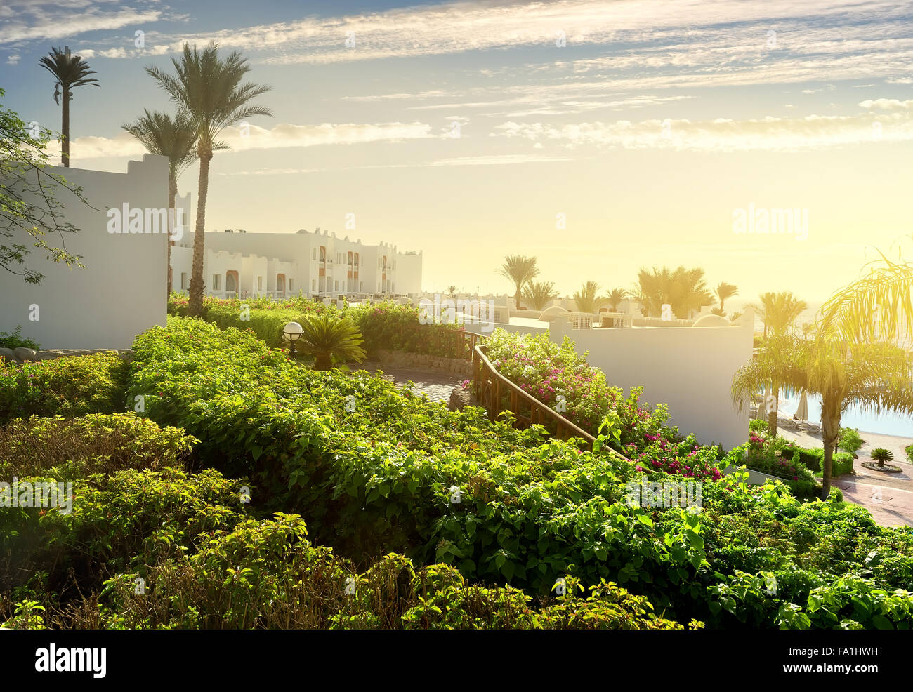 Resort en Sharm el Sheikh al amanecer. Foto de stock
