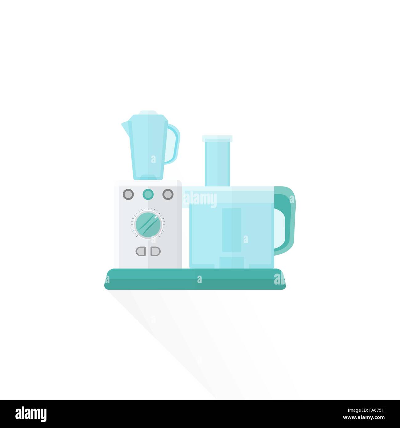 Vector de color blanco, verde y azul elementos de diseño plano procesador de alimentos ilustración aislado fondo blanco. Ilustración del Vector