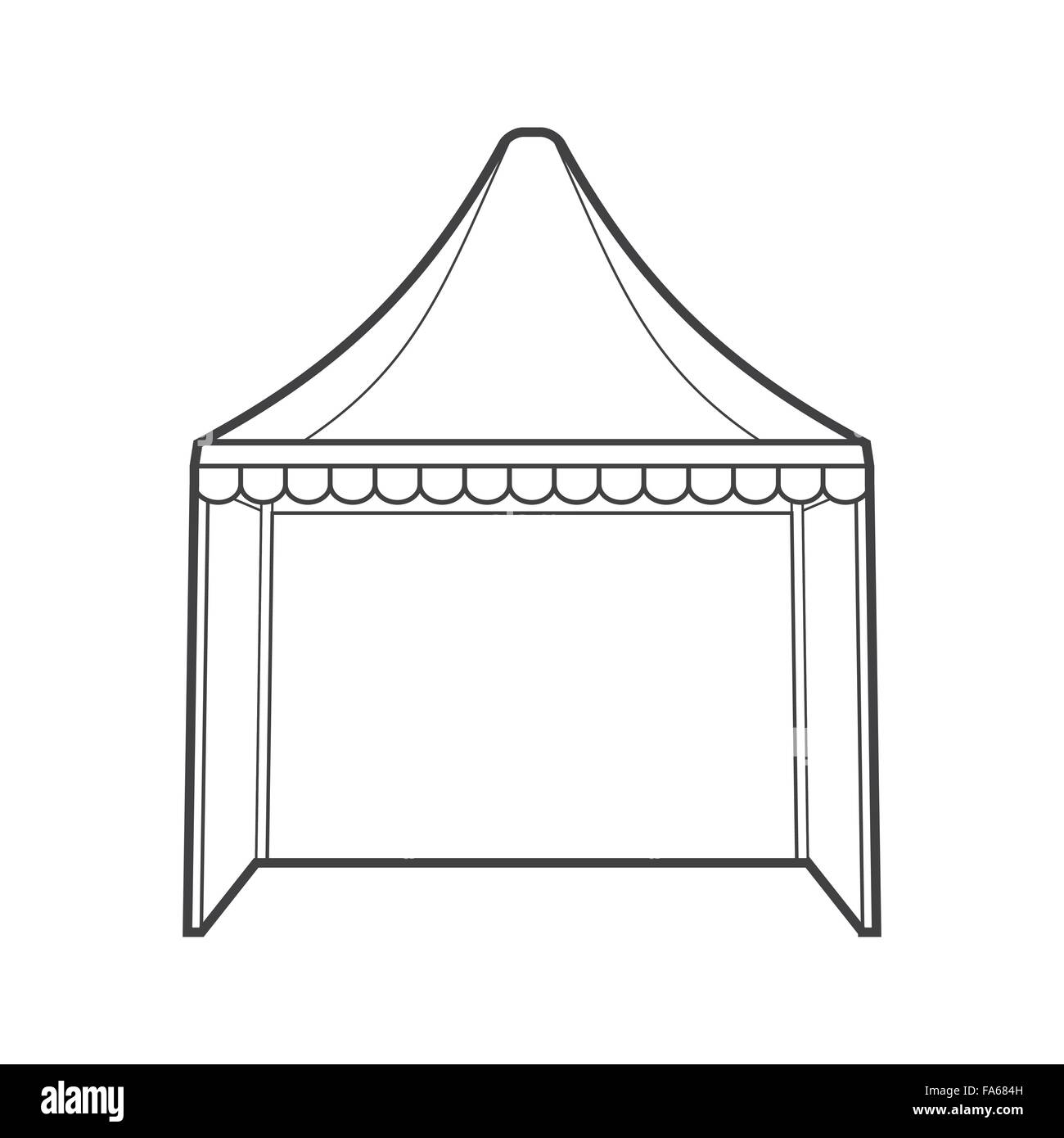 Domo de contorno monocromo vectorial evento plegable carpa Marquee contorno negro aislado ilustración sobre fondo blanco. Ilustración del Vector