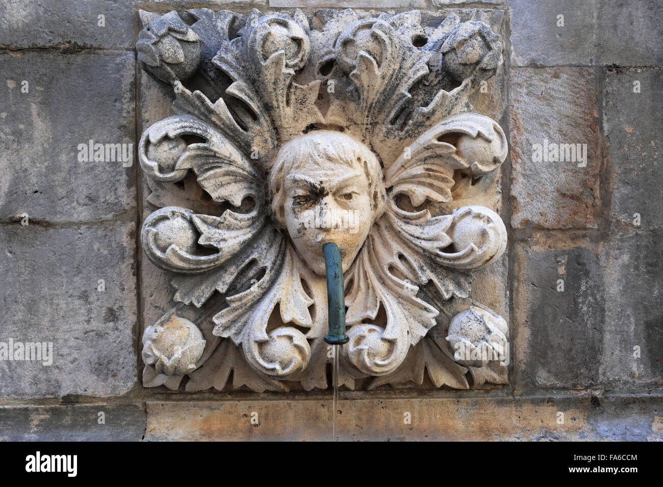 La gran Onofrios Fountain, Main Street, Dubrovnik, del condado de Dubrovnik-Neretva, la costa dálmata, Mar Adriático, Croacia, Balcanes, Foto de stock