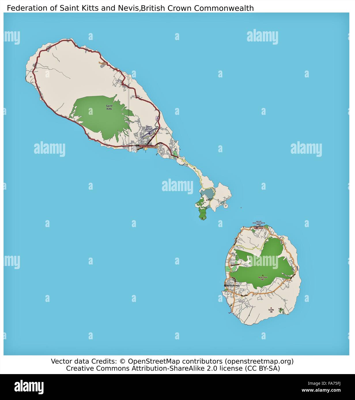 St Kitts y Nevis Caribe mapa de ubicación Fotografía de stock Alamy