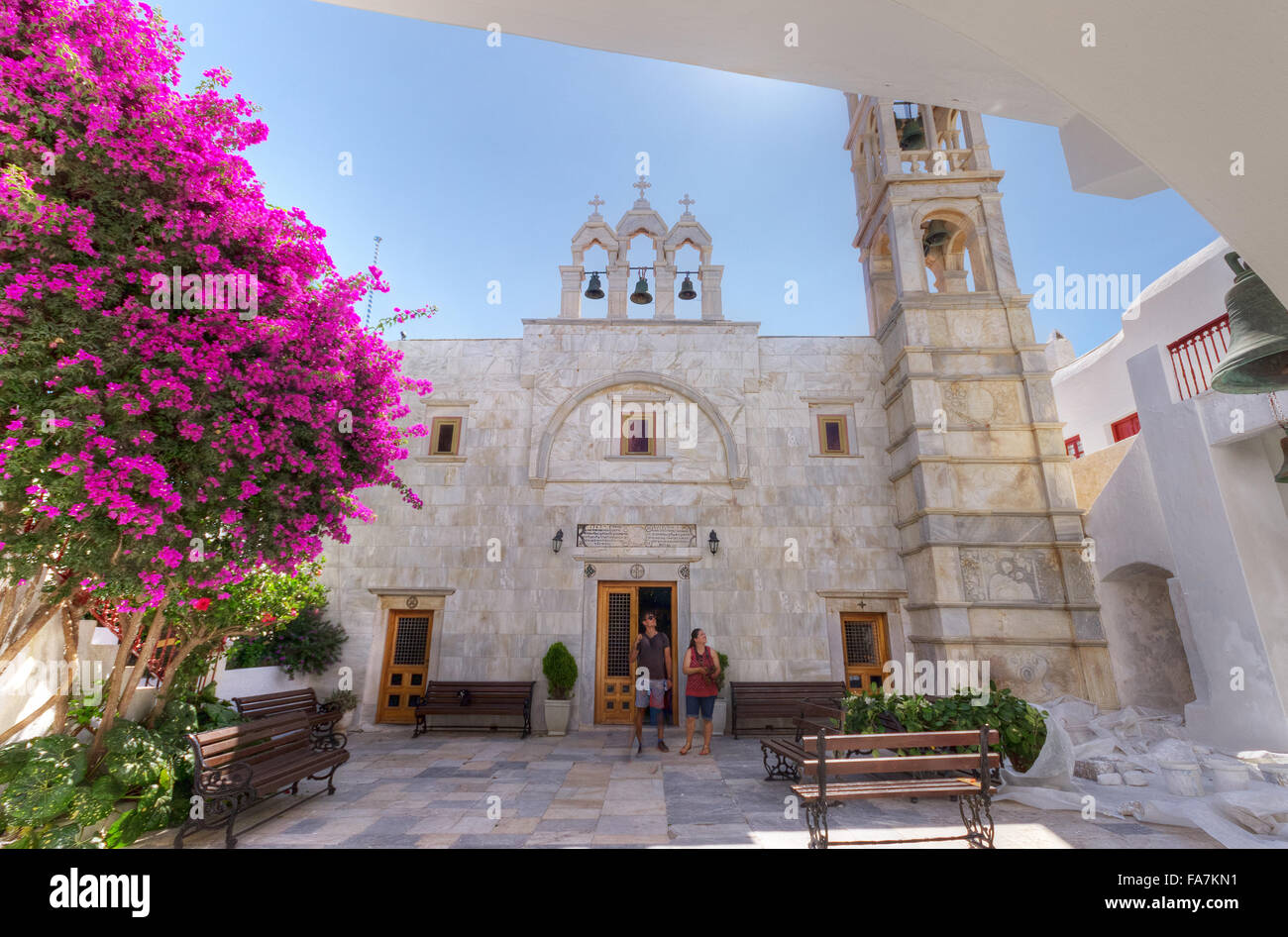 En Grecia, en las islas Cícladas, la isla de Mykonos, Ano Mera village, Monasterio Tourliani Foto de stock