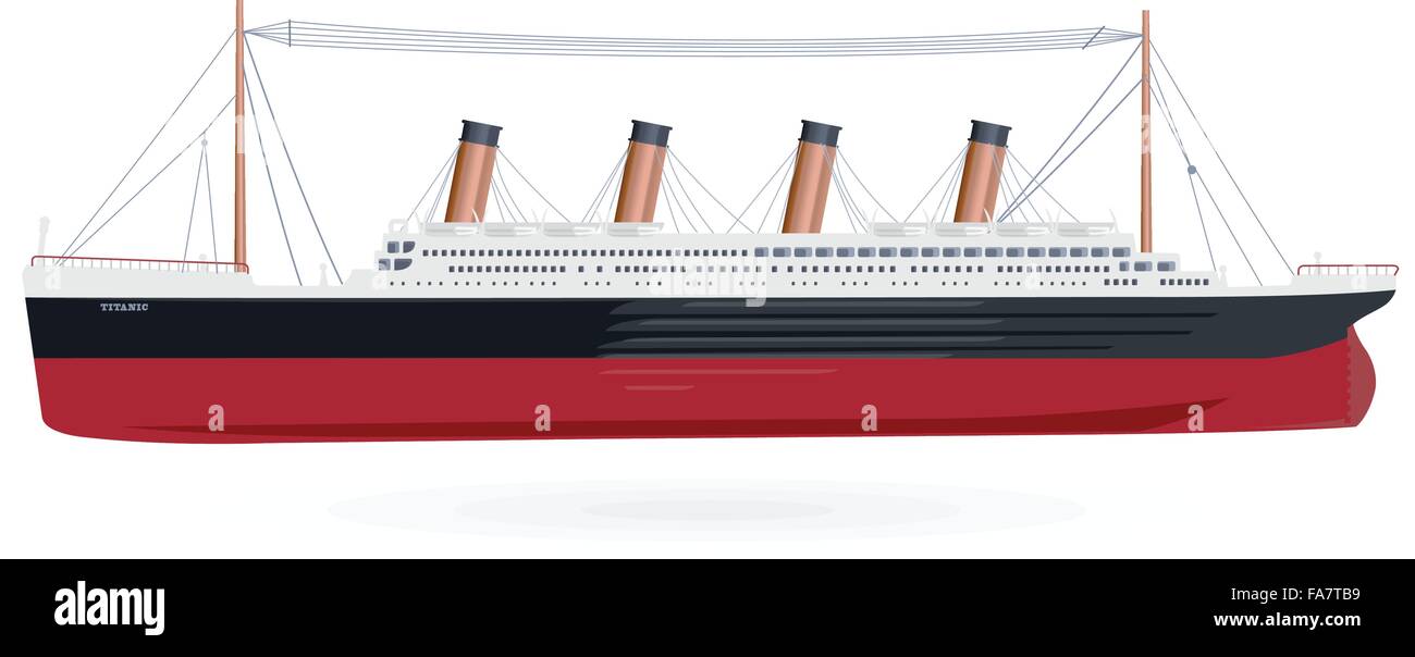 Titanic - gran barco clásico legendario barco colosal barco grande símbolo monumental aplanar aislado ilustración vectorial maestro Ilustración del Vector