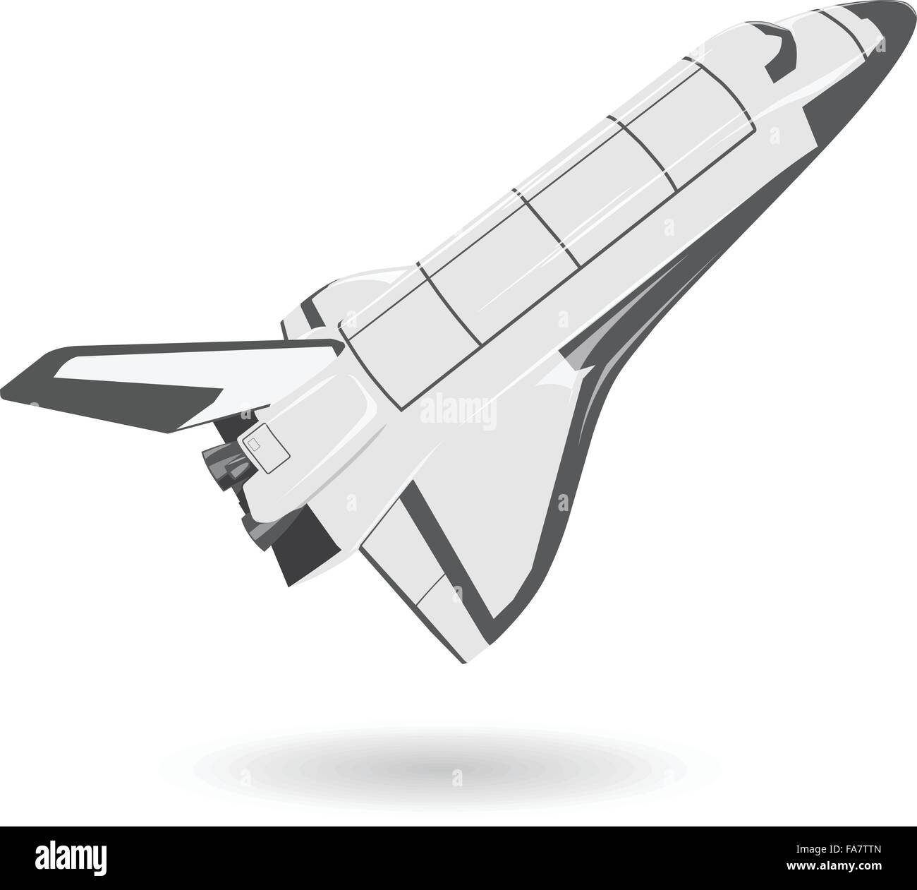 Blanco y negro sobre blanco del transbordador espacial de Niza - Niza nave de hélice de tanque de combustible - Acoplar ilustración aislada vector principal Ilustración del Vector