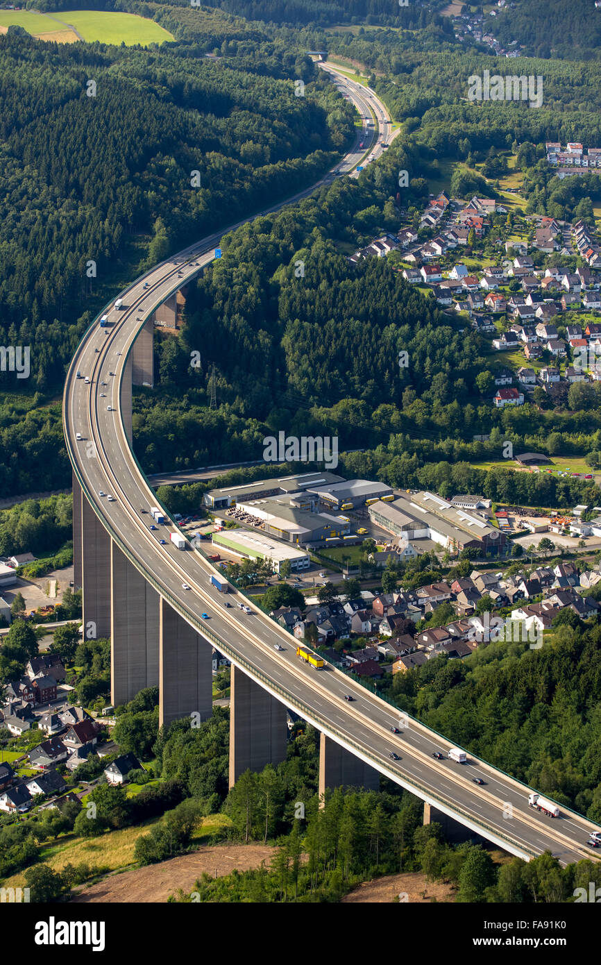 Puente de la autopista A45 cerca de Siegen, en Siegtalbrücke Niederschelden, Siegen, Siegerland, Westfalia del Sur, Renania del Norte Westfalia, Foto de stock