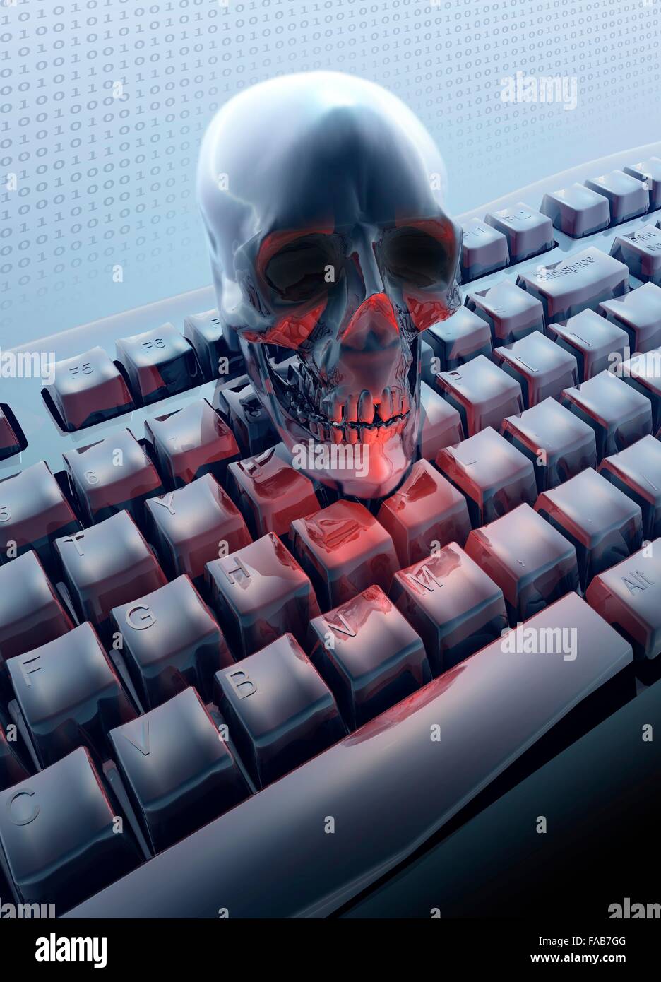 Skull on computer keyboard fotografías e imágenes de alta resolución - Alamy