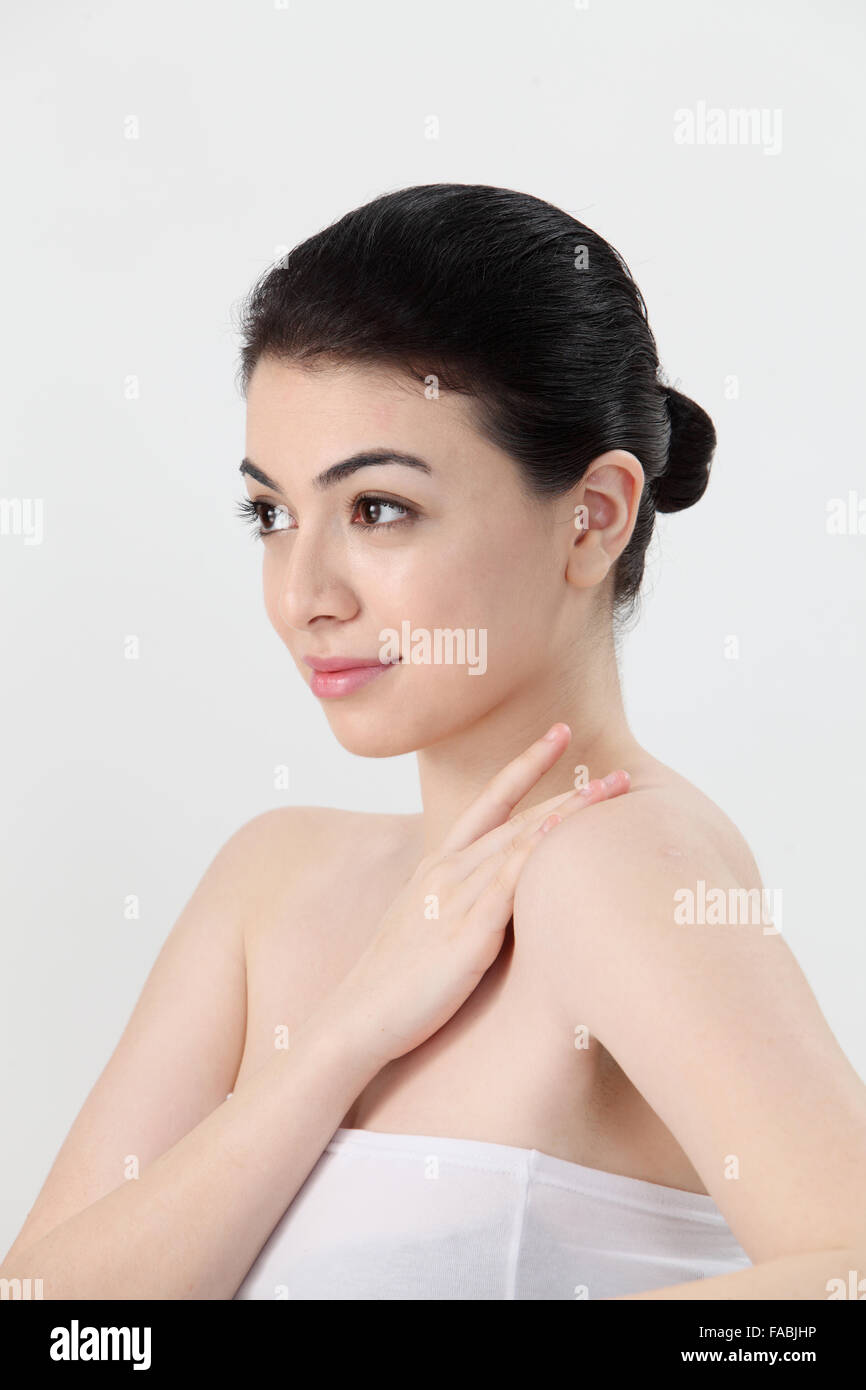 El perfil lateral del Asia belleza mujer Foto de stock