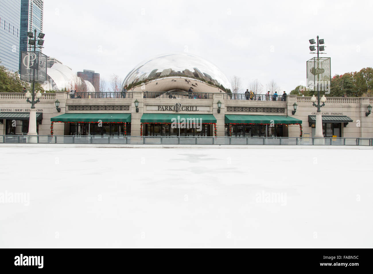 Vea a través del hielo en el McCormick Tribune Plaza & Ice Rink en