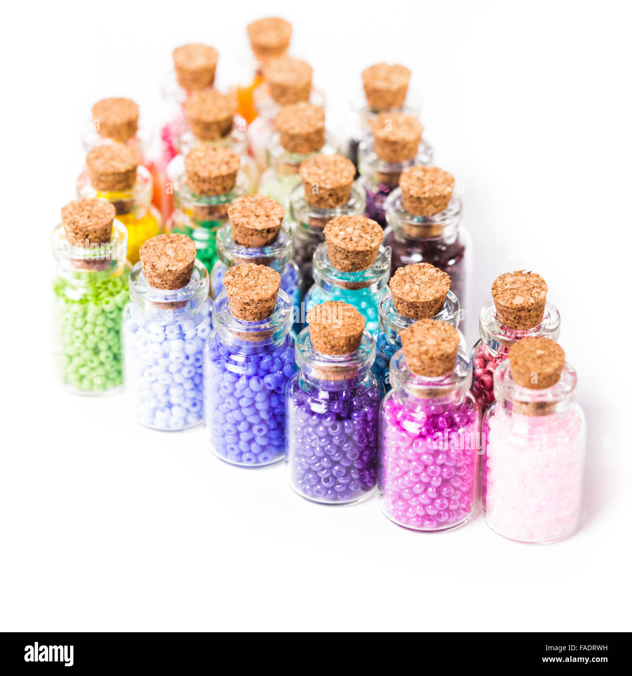 Cordones coloridos en las botellas Foto de stock
