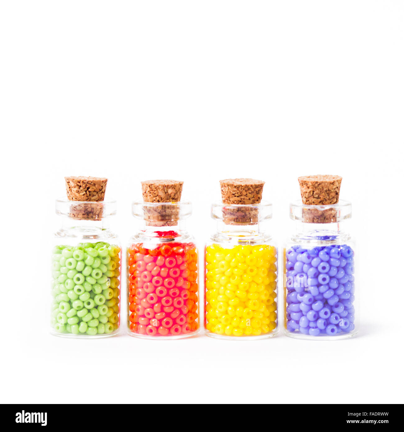 Cordones coloridos en las botellas Foto de stock