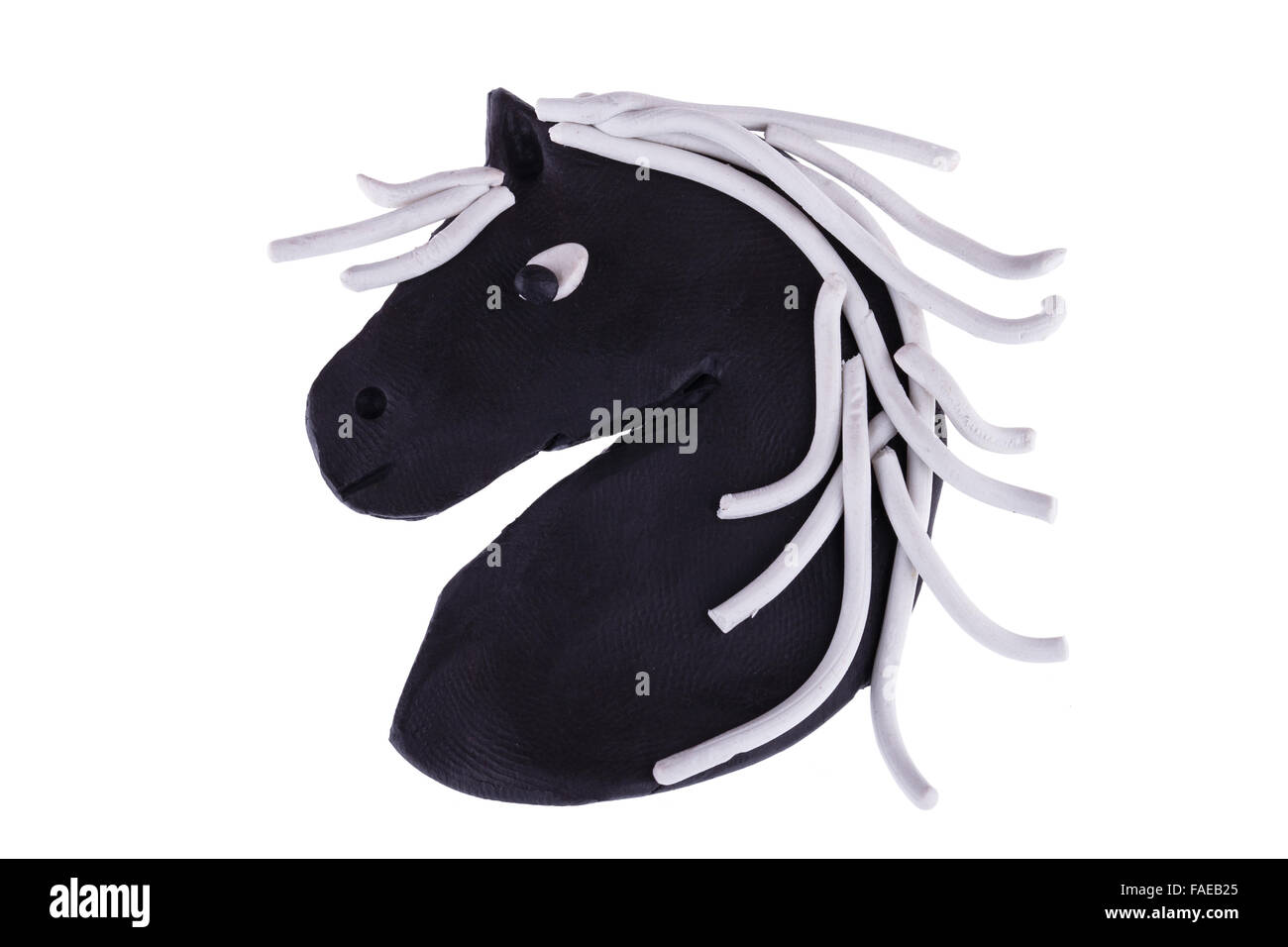 Cabeza de caballo hecha de plastilina Foto de stock