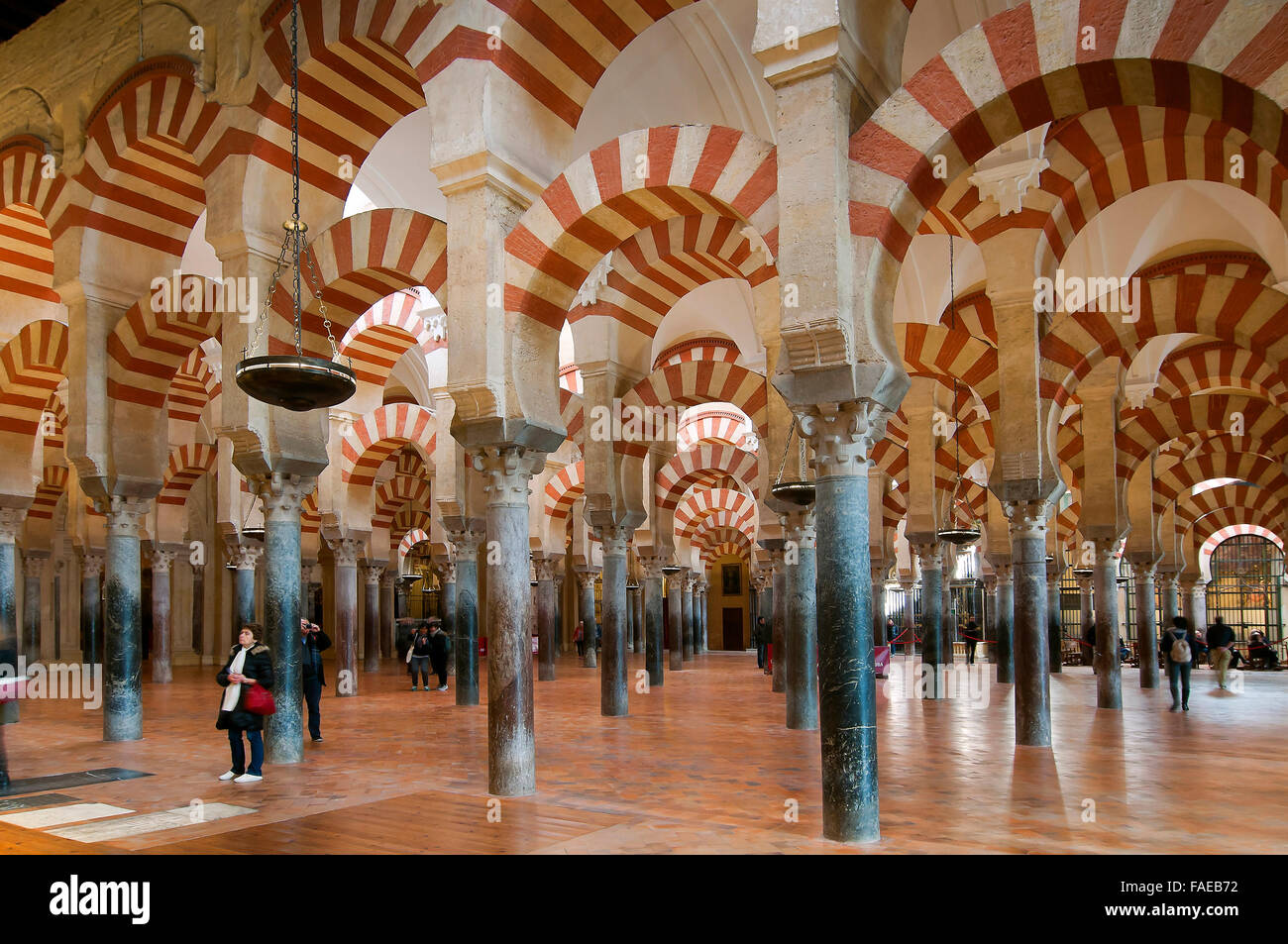 Sala hipóstila salen de la Gran Mezquita, Córdoba, región de Andalucía, España, Europa Foto de stock