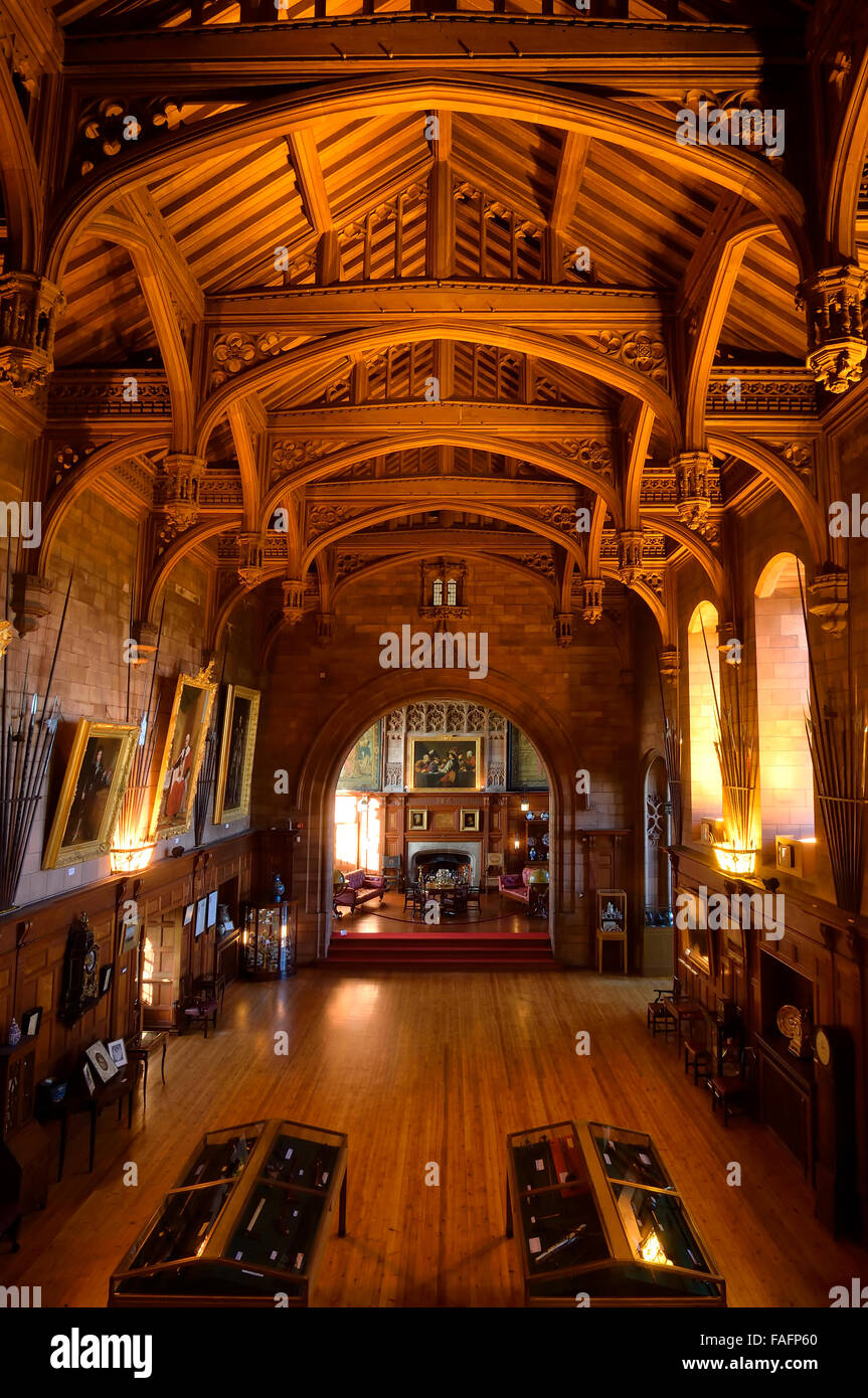 Interior de King's Hall de Bamburgh Castle, Northumberland, Inglaterra, Reino Unido. Foto de stock