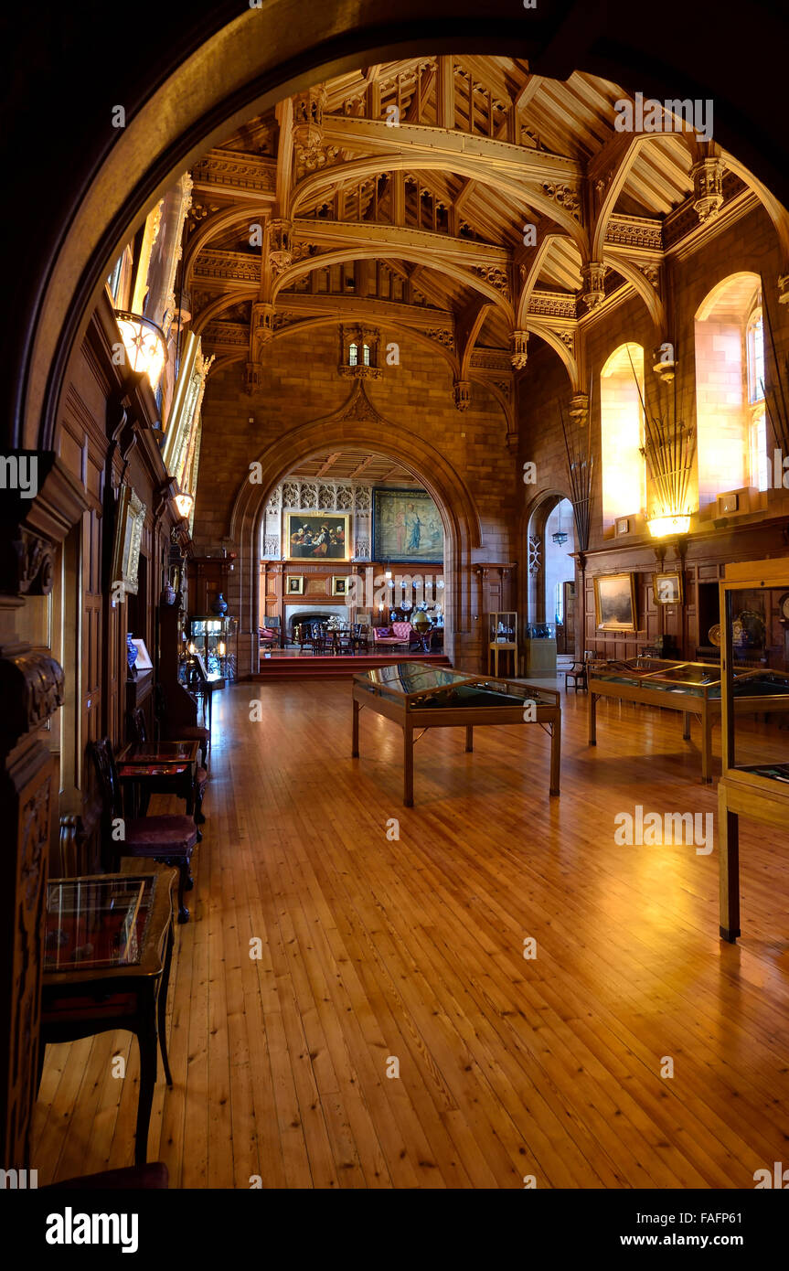 Interior de King's Hall de Bamburgh Castle, Northumberland, Inglaterra, Reino Unido. Foto de stock