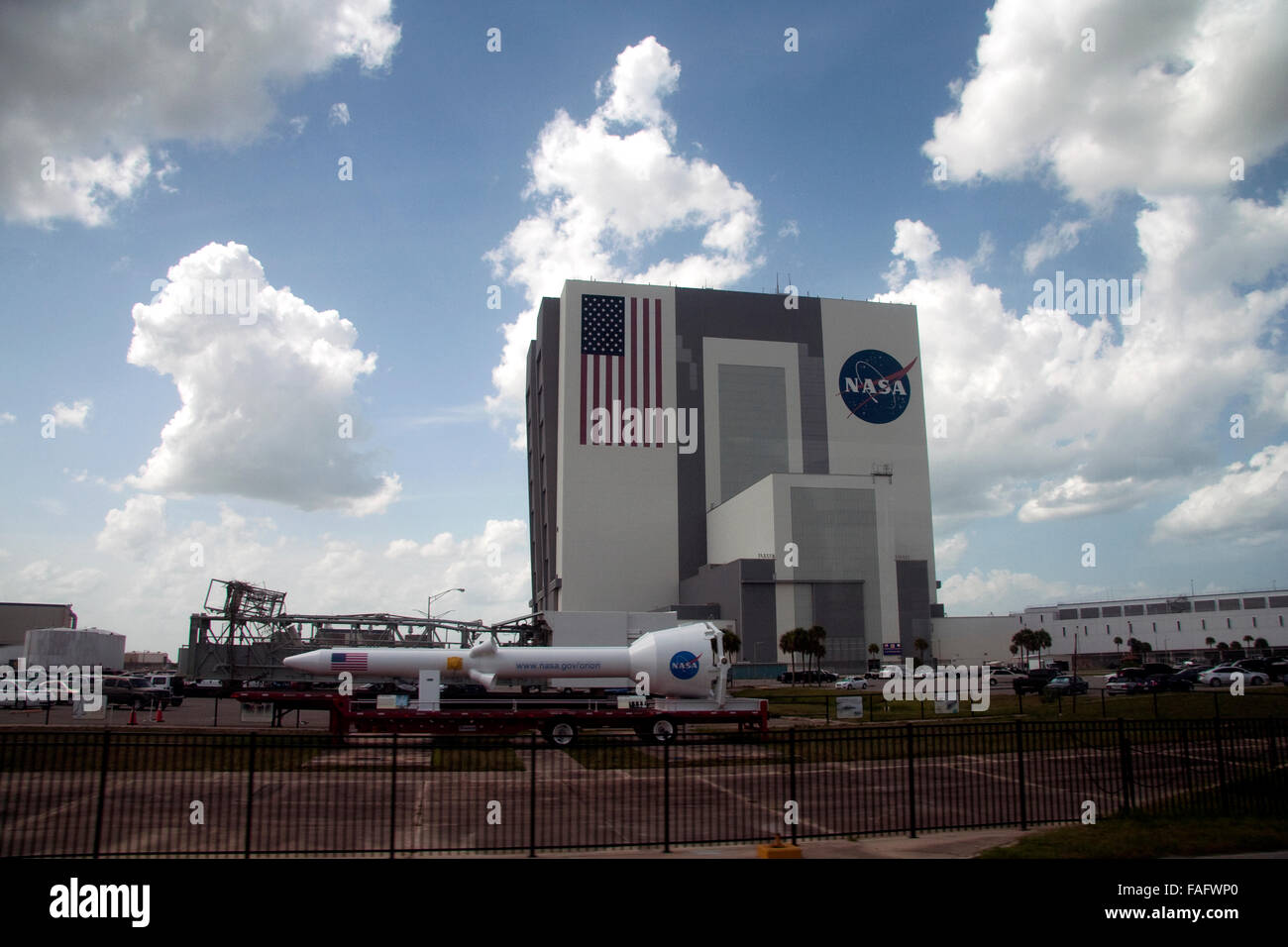 El Centro Espacial Kennedy de la NASA. Edificio de ensamblaje de vehículos Foto de stock