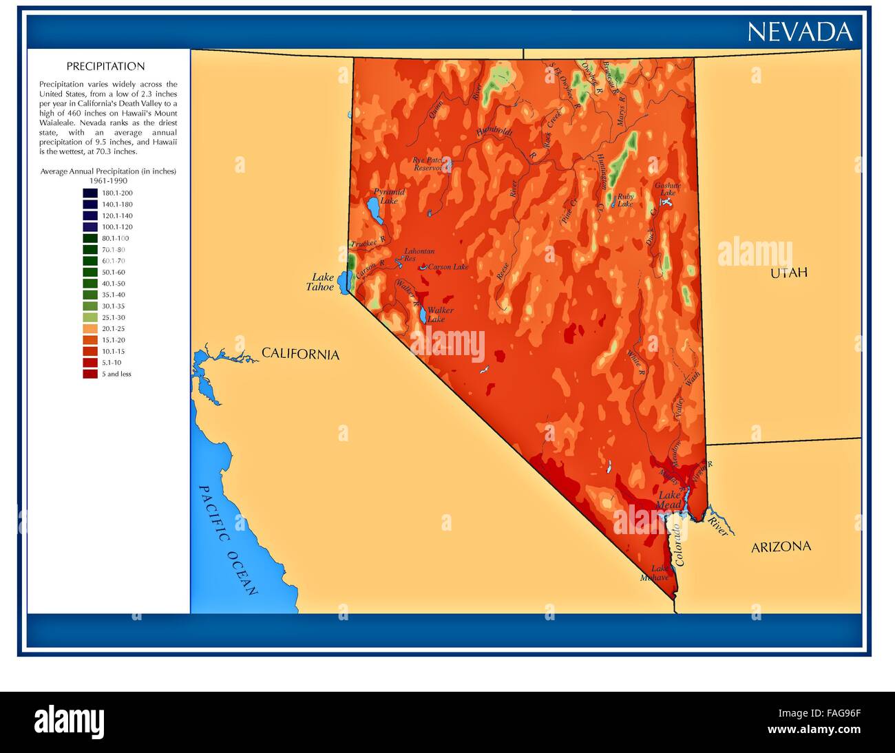 Estados Unidos Nevada agua precipitación mapa estadísticas por estado