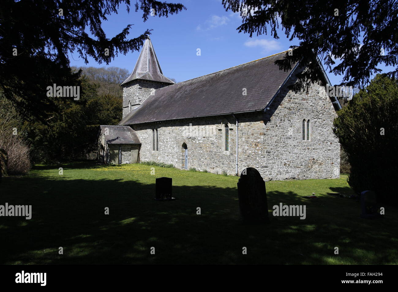 Iglesia de San Miguel, Cefnllys, Powys, Gales Foto de stock