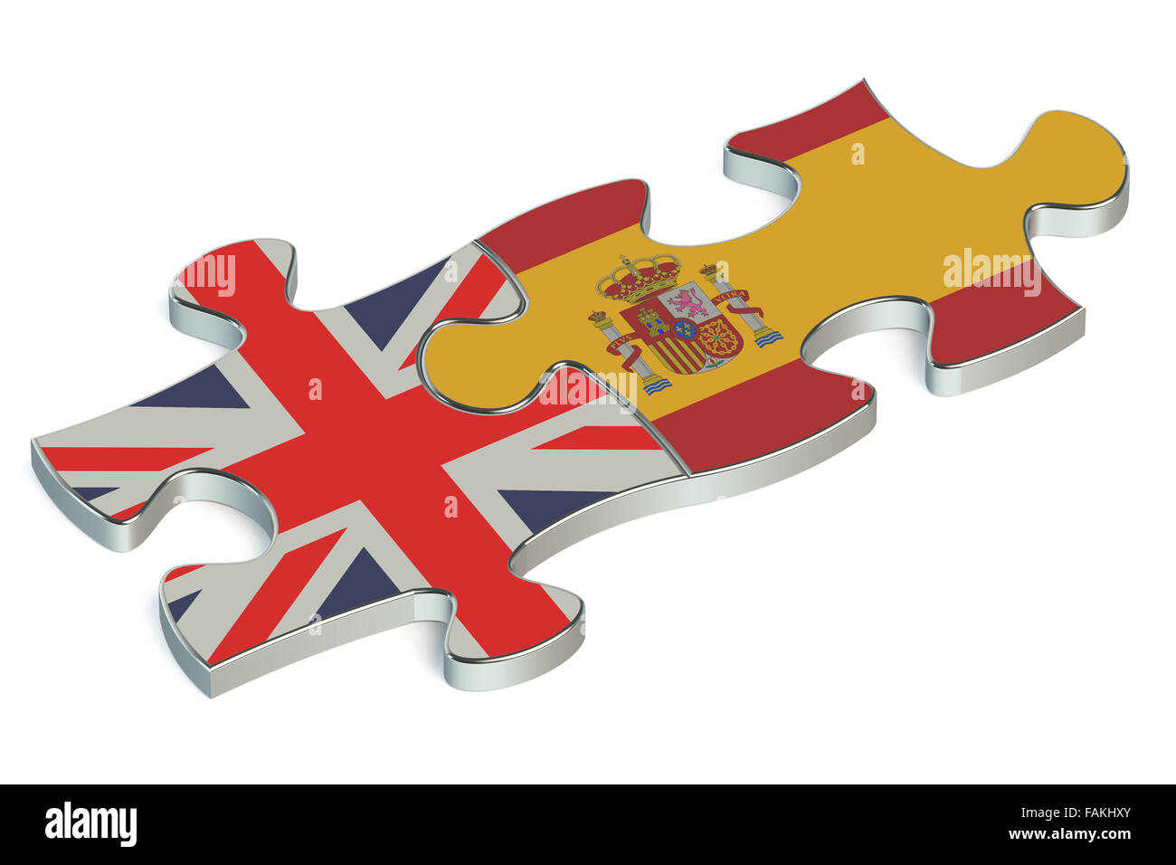España y el Reino Unido en los rompecabezas de banderas Foto de stock