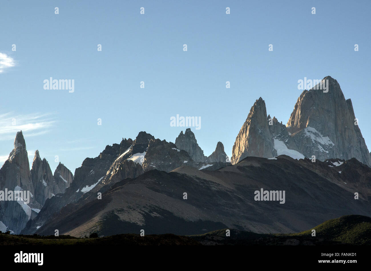 Monte Fitz Roy al amanecer El Chalten, Patagonia Argentina, Sudamérica Foto de stock