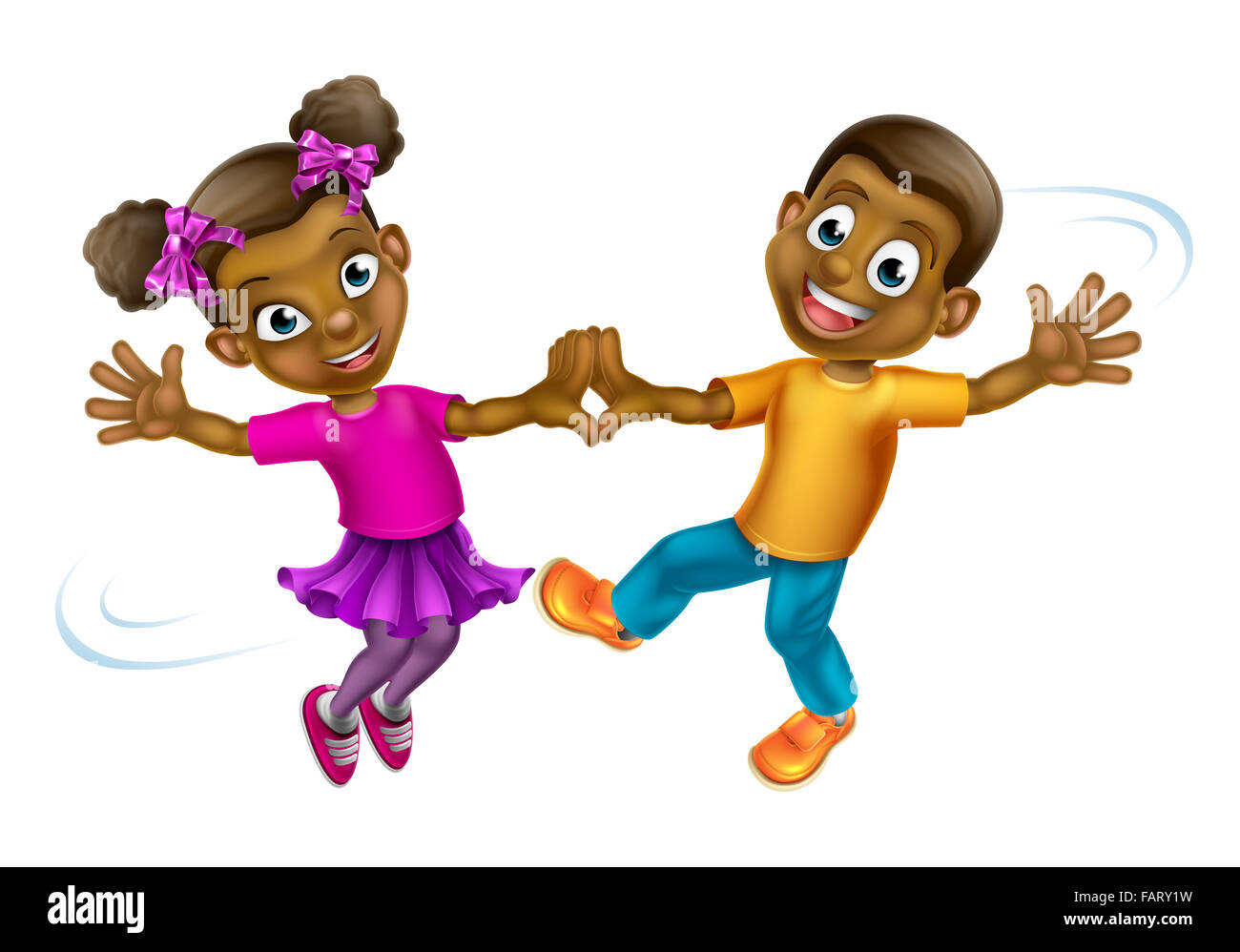 Dos jóvenes niños bailando de dibujos animados Fotografía de stock - Alamy