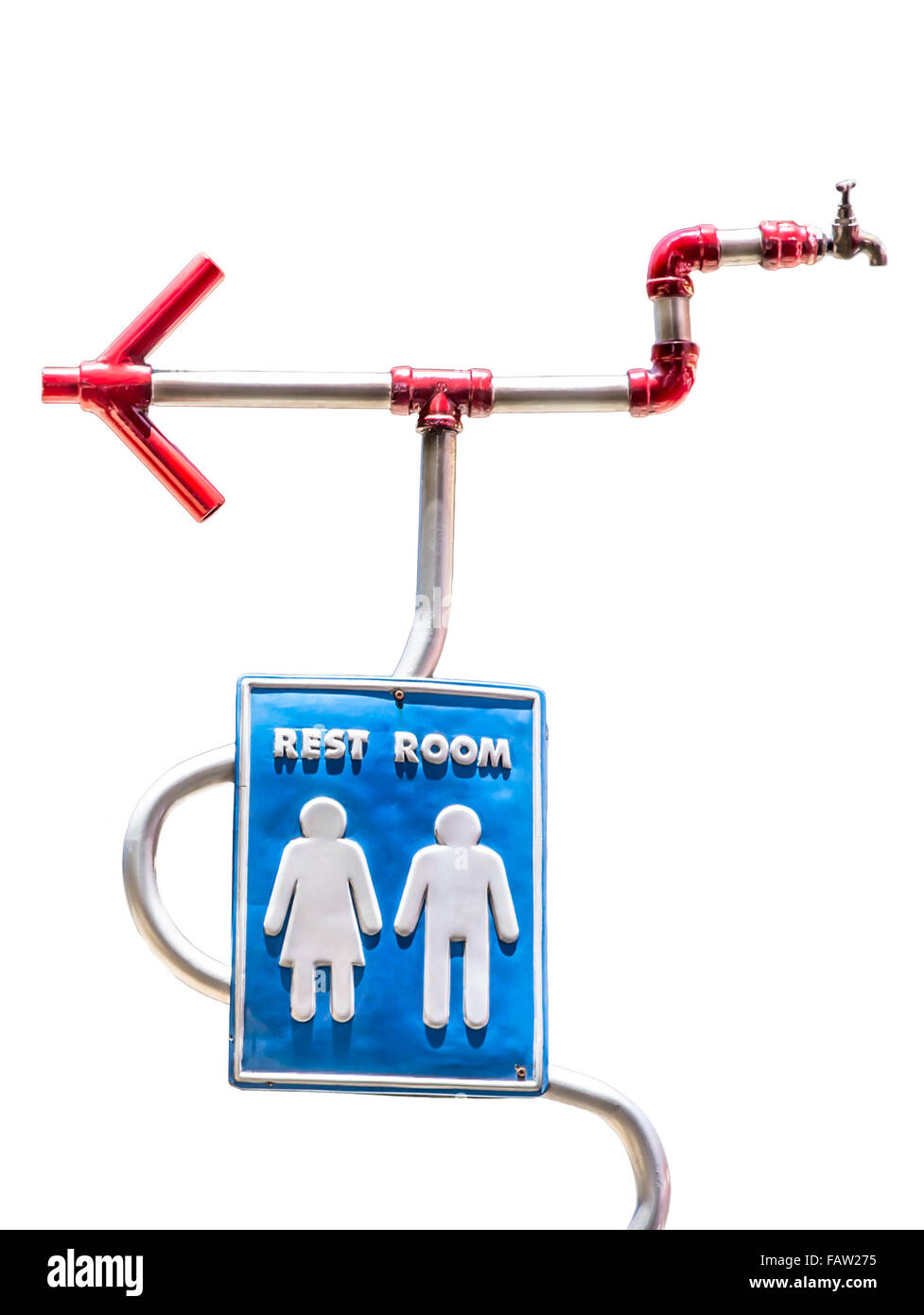 Cartel de baño de mujeres + flecha direccional
