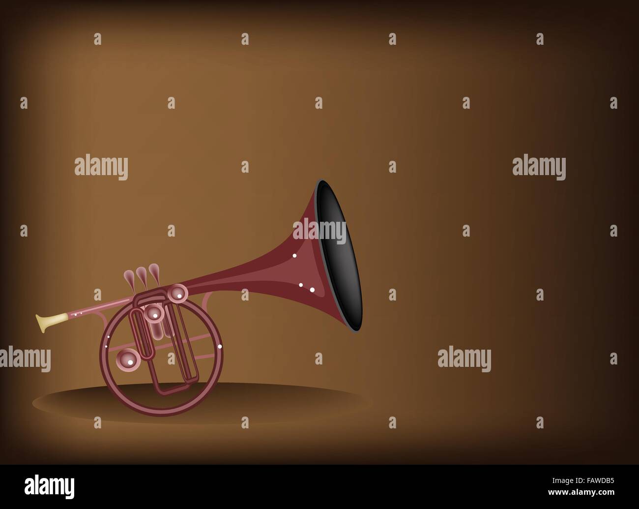 Instrumento musical, una ilustración de color marrón de Vintage