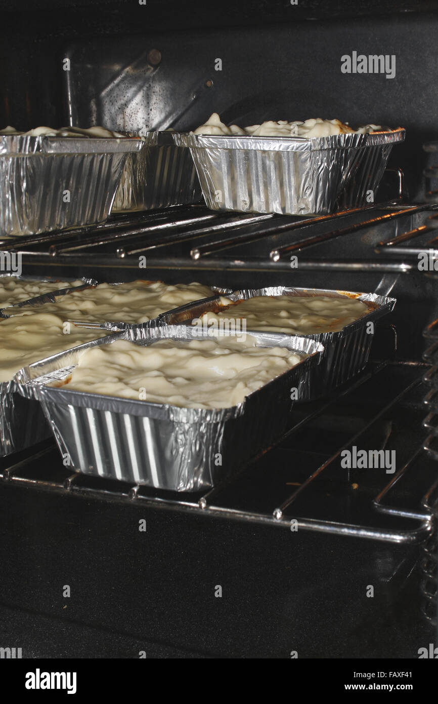 Hecho en casa lasagnas vegetarianas cocinar en microondas Foto de stock