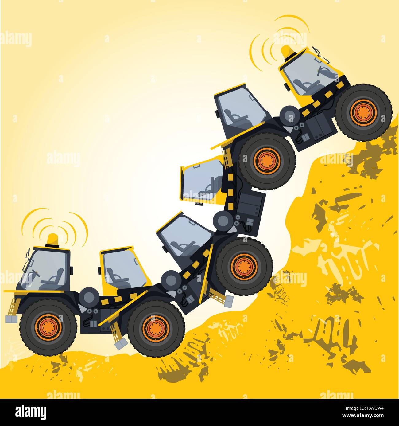 Extraña Máquina robot construido a partir de obras de tierra vehículos  amarillos construcción equipos para construcción - Camión excavadora -  vector principal Imagen Vector de stock - Alamy